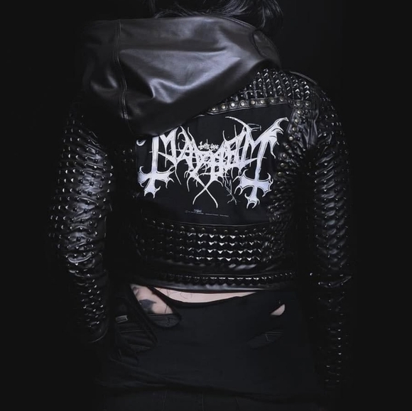 Mayhem x Toxic Vision Upcycled Studded Biker Jacket - Picture 2 of 10